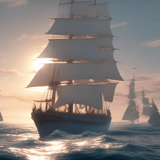 AI generated: Photo of a ultra realistic sailing ship, dramatic light, pale sunrise, cinematic lighting, battered,...