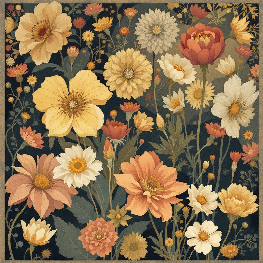 AI generated: flowers in the style of mucha