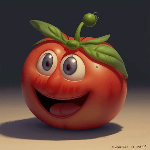 AI generated: A happy cartoon tomato fruit, Pixar Style, perfect composition, 8k artistic photography, photorealis...