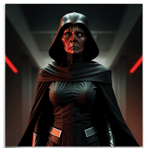 AI generated: Poster of a female sith lord from STAR WARS --ar 1:2 --v 5