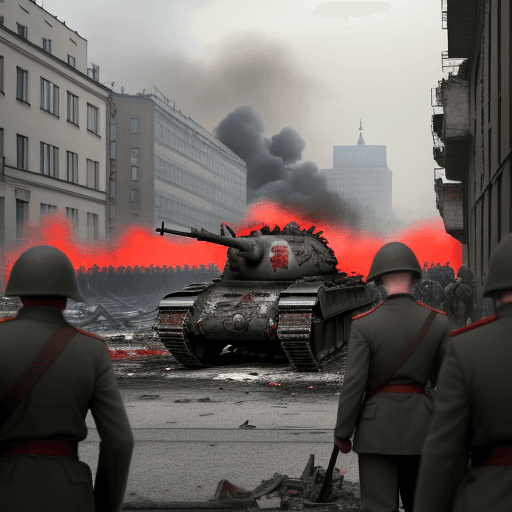 AI generated: "Create a highly realistic image depicting the Red Army entering Berlin in 1945 during the final day...