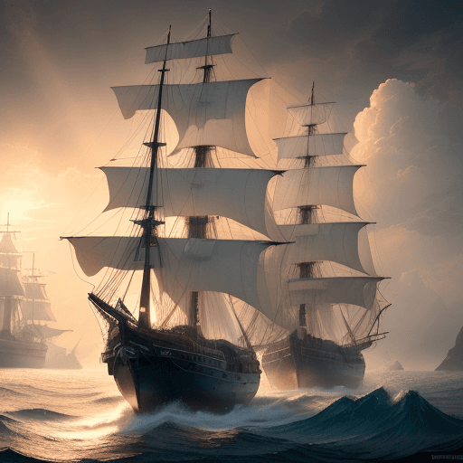 AI generated: Photo of a ultra realistic sailing ship, dramatic light, pale sunrise, cinematic lighting, battered,...