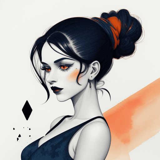 AI generated: No corners frottage "portrait of a beautiful stunning girl, black hair, messy small bun hair style, ...