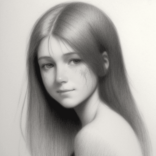 AI generated: simple pencil sketch by Odilon Redon, look like randy moore actress drawing, face only, a gorgeous w...