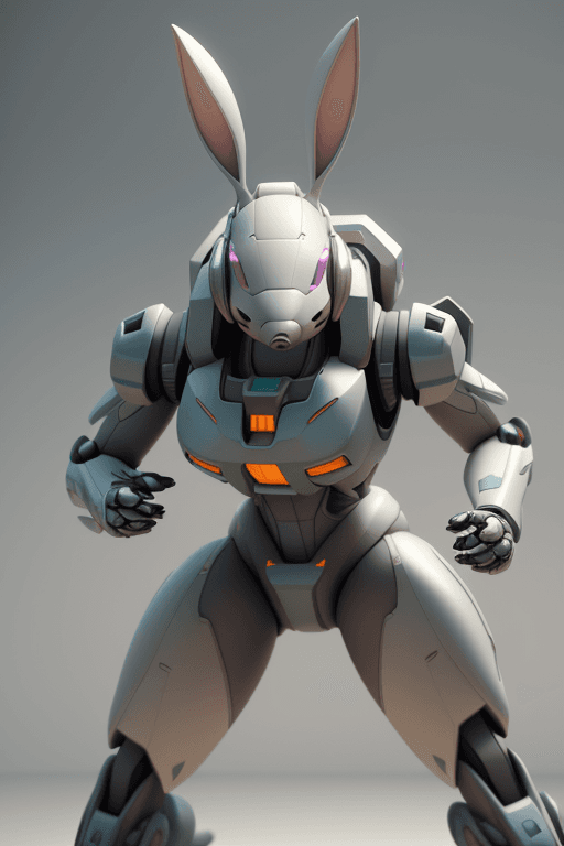 AI generated: (Bunny wearing a future mech,:1.2) pixar, pastel color, natural and realistic lighting and shading, ...