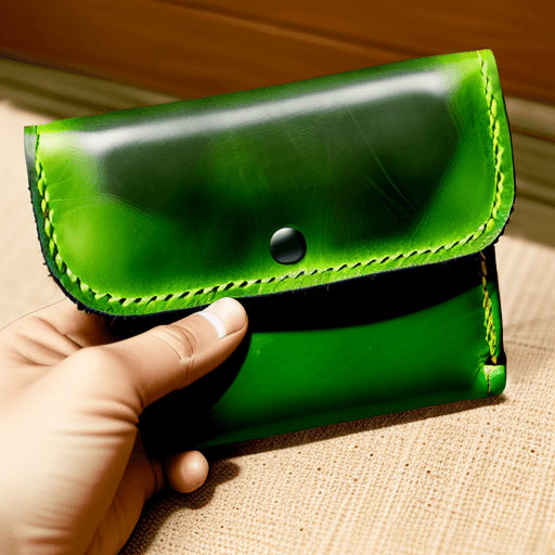 AI generated: an open leather wallet with a green interior