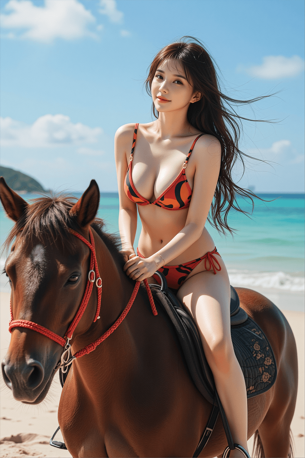 AI generated: A highly detailed, photorealistic, cinematic medium-full shot of a beautiful young East Asian woman ...