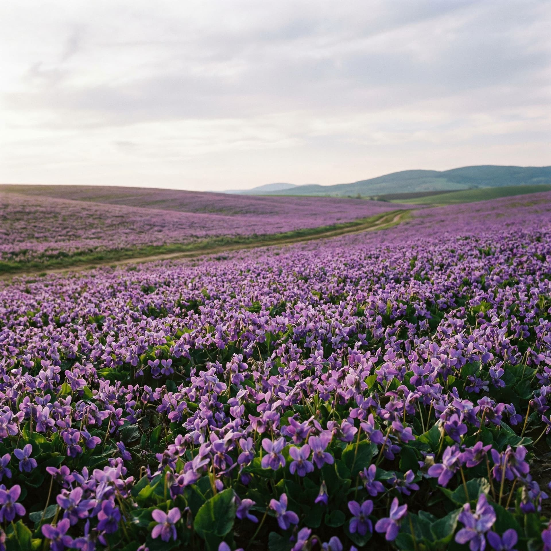 AI generated: A sea of purple violets, stretching endlessly, with 4K ultra-high quality.
