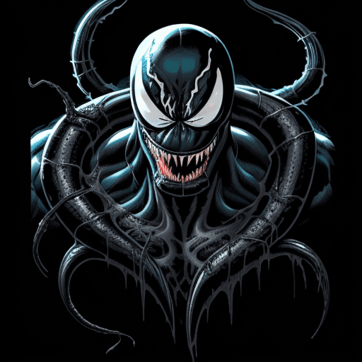 AI generated: Accurate comic art of venom in black BACKGROUND 