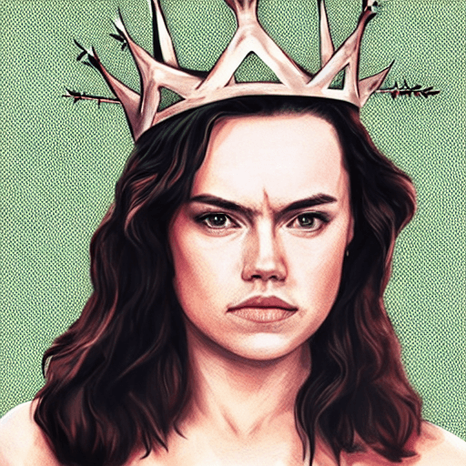 AI generated: Daisy Ridley with a crown of thorns hyper realistic photorealistic 