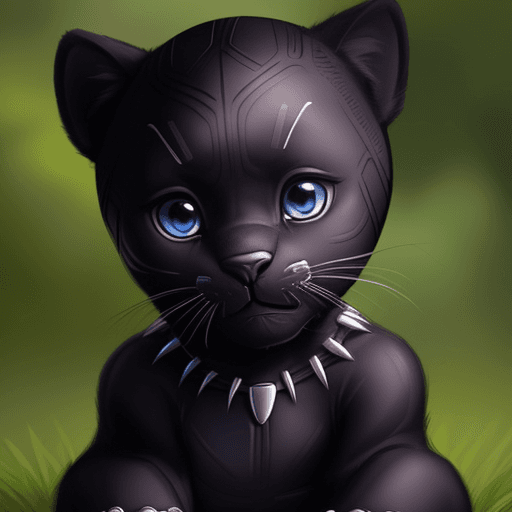 AI generated: adorable cute baby black panther