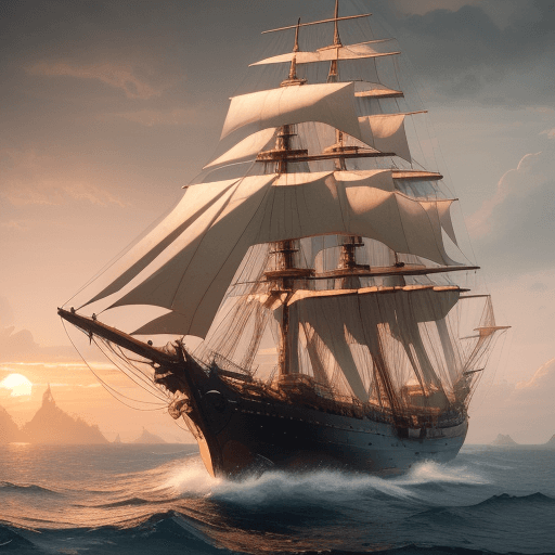 AI generated: Photo of a ultra realistic sailing ship, dramatic light, pale sunrise, cinematic lighting, battered,...