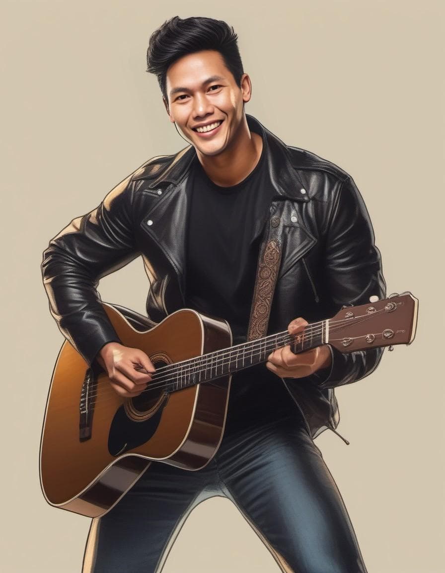 AI generated: Musician in the style of superhero comic, vintage collection, illustrated, full body, highly detail,...