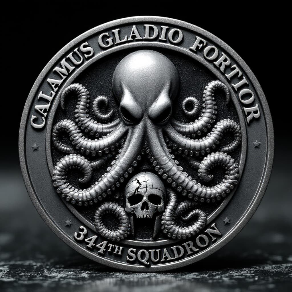 AI generated: Viewed from in front with the whole coin visible and centered and not tilted, a highly detailed, int...