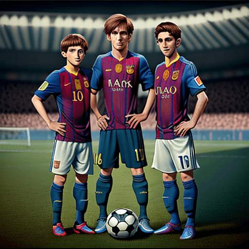 AI generated: poor, young Leo Messi with parents with soccerball, pixar animation