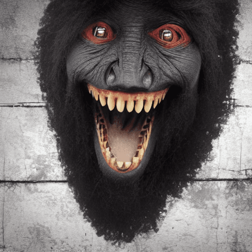 AI generated: Horror black creature,scary animal,sore face,