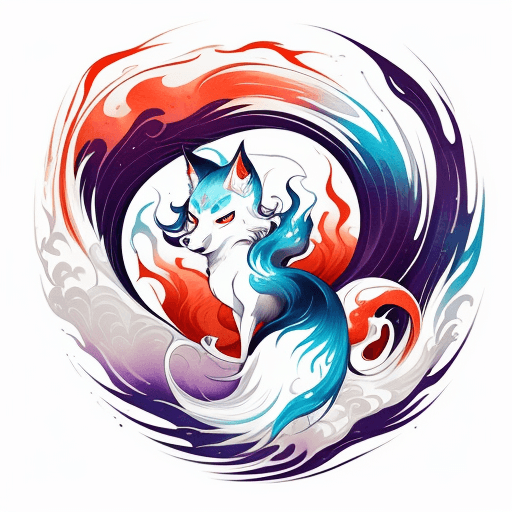 AI generated: kitsune tattoo design, kitsune, neo traditional tattoo style, 2D, planar vector, character design, T...