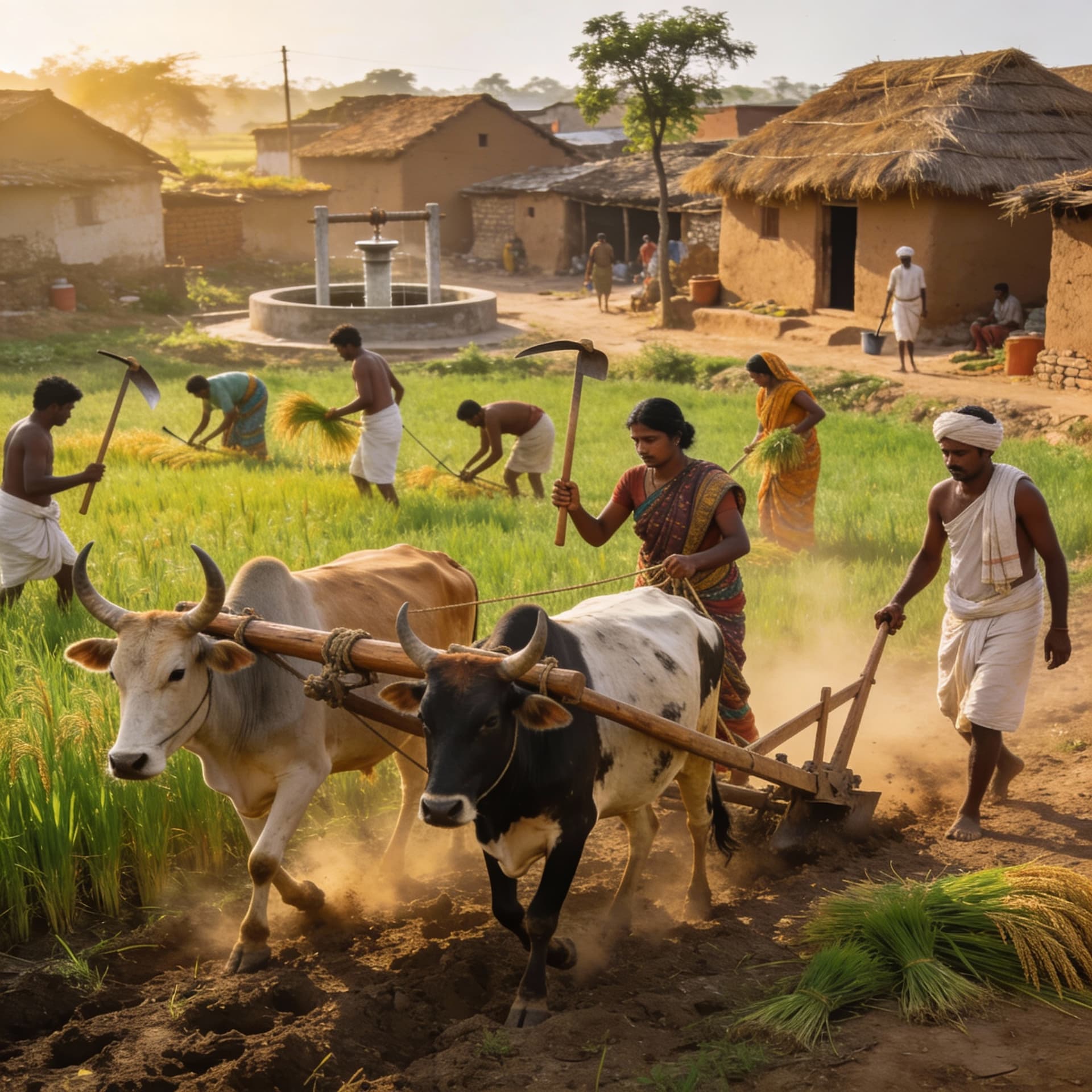 AI generated: I want to generate the farming of Indian farmers of villages 