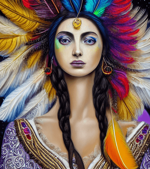 AI generated: Oil painting, high resolution 8k, Balla master painter, Byzantine artwork, 
young lady close up blac...
