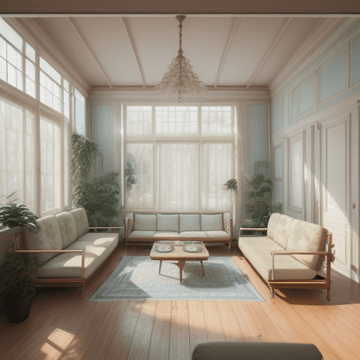 AI generated: High resolution photography interior design, dreamy sunken living room conversation pit, wooden floo...