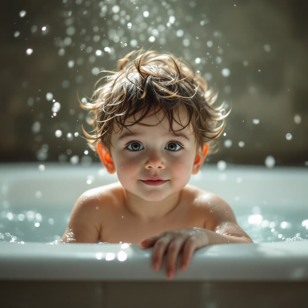 AI generated: High resolution kid 
in tub
