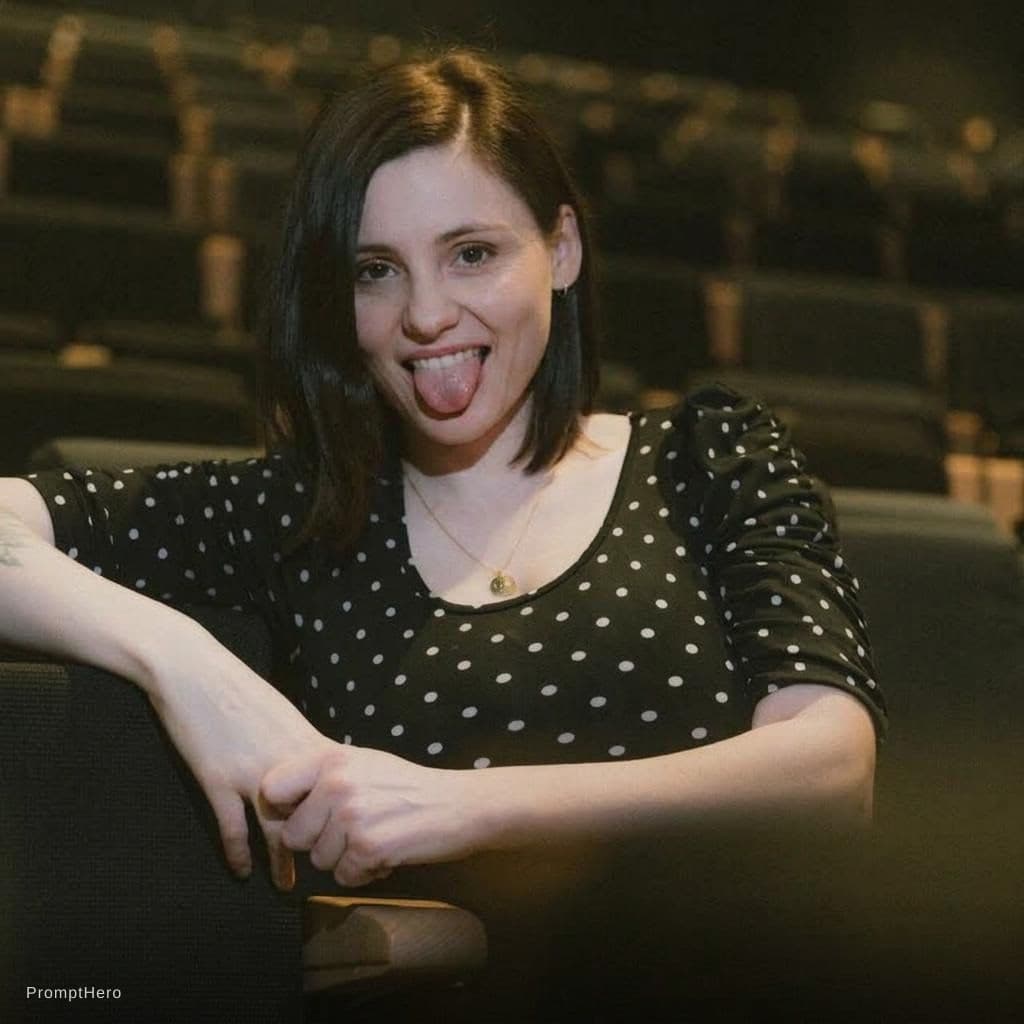 AI generated: She open her mouth and show her tongue