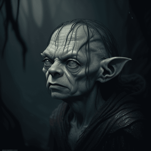AI generated: glamour shot of Gollum, Lord of rings, John Tolkien, morbide, dark, very detailed, rendered in octan...