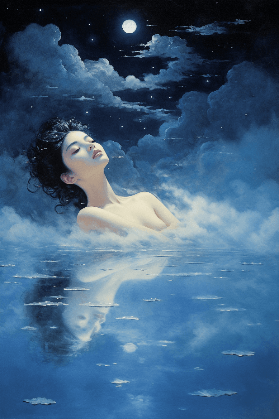 AI generated: imagine by Hiroshi Yoshida,An ancient Chinese woman fell on a boat, her melancholy drifting into the...