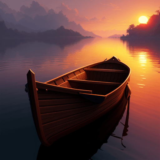 AI generated: rose in a boat floating on the water, sunset, digital art, complex, highly detailed, art station, co...