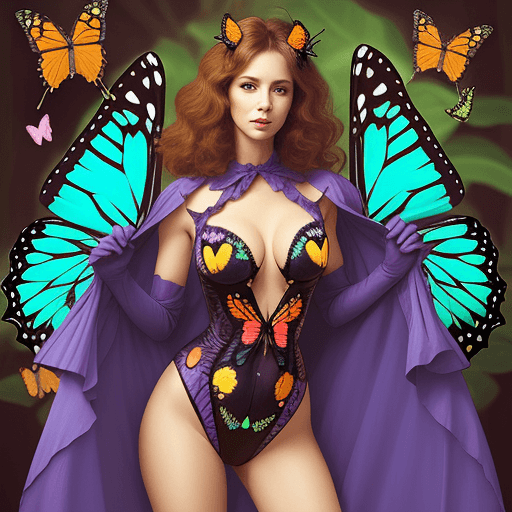 AI generated: woman in a butterfly suit