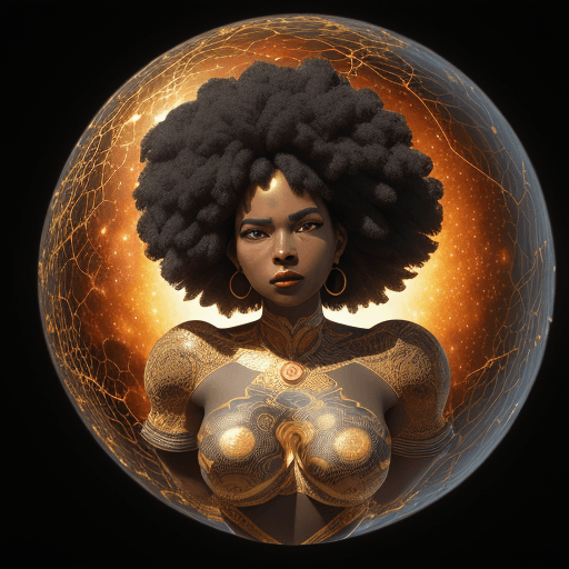 AI generated: 3d wall art of  afrocentric black woman 
 background(the universe as an egg being cracked, colorful:...