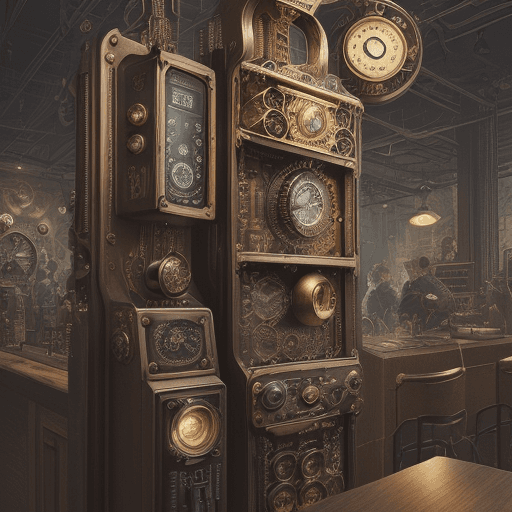 AI generated: (best quality, highres, realistic:1.37), steampunk style smartphone, detailed gears, intricate brass...
