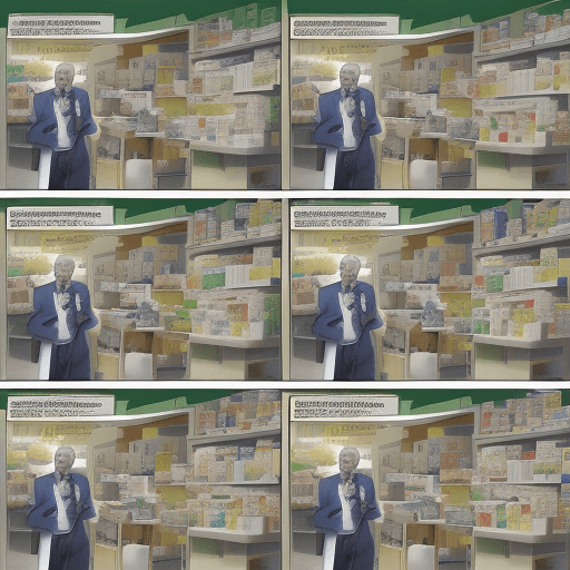 AI generated: Classic pharmacy  full-color comic pages with four pictures, the story of pharmacist in pharmacy ar ...