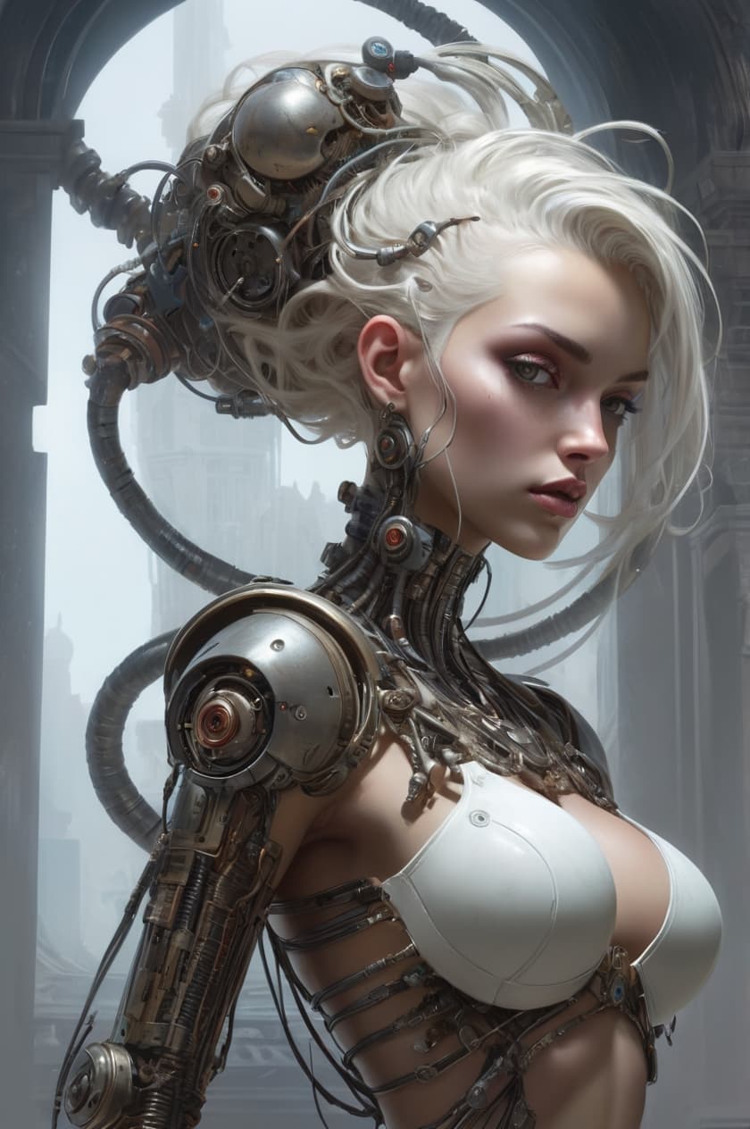 AI generated: Baroque Style, dreamlike Hyperdetailed grunge art fantasy illustration featuring an cyberpunk female...