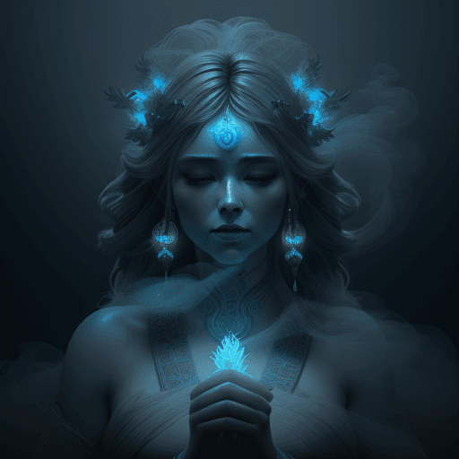 AI generated: Goddess bioluminiscent  heavy fog and smoke, intricate artwork . octane render, trending cinematic, ...