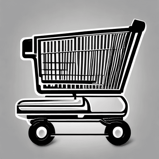 AI generated: Design a monochromatic vectorial synthesis of a shopping cart logo that captures the essence of conv...