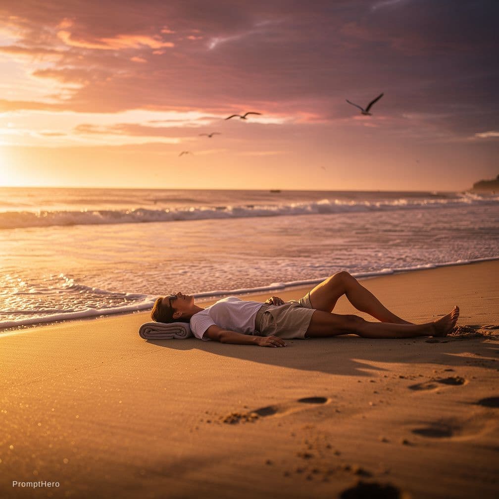 AI generated: Coucher a la plage persiblement au coucher du soleil