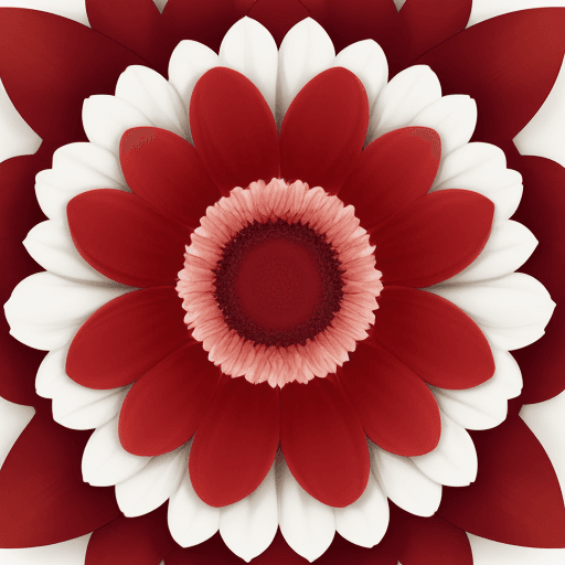 AI generated: Large flower of red color, triangular petals and white edges