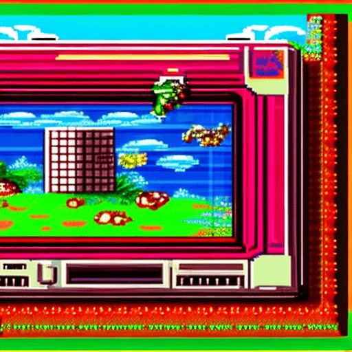 AI generated: amiga 500, monitor, game giana sisters