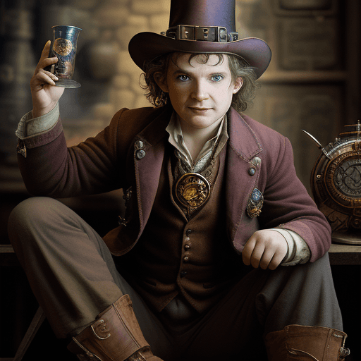 AI generated: Bilbo begins steampunk spiderman  :: Lord of rings, John Tolkien, ultra-wide shot, photorealistic, s...