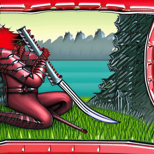 AI generated: :A knight in shiny metallic armor with black as the main color and red as the edges (the red color i...