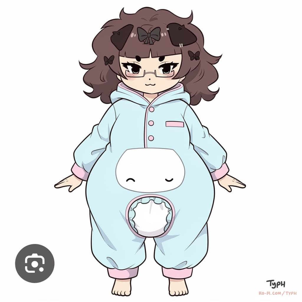 AI generated: Nude with diaper only and peeing 