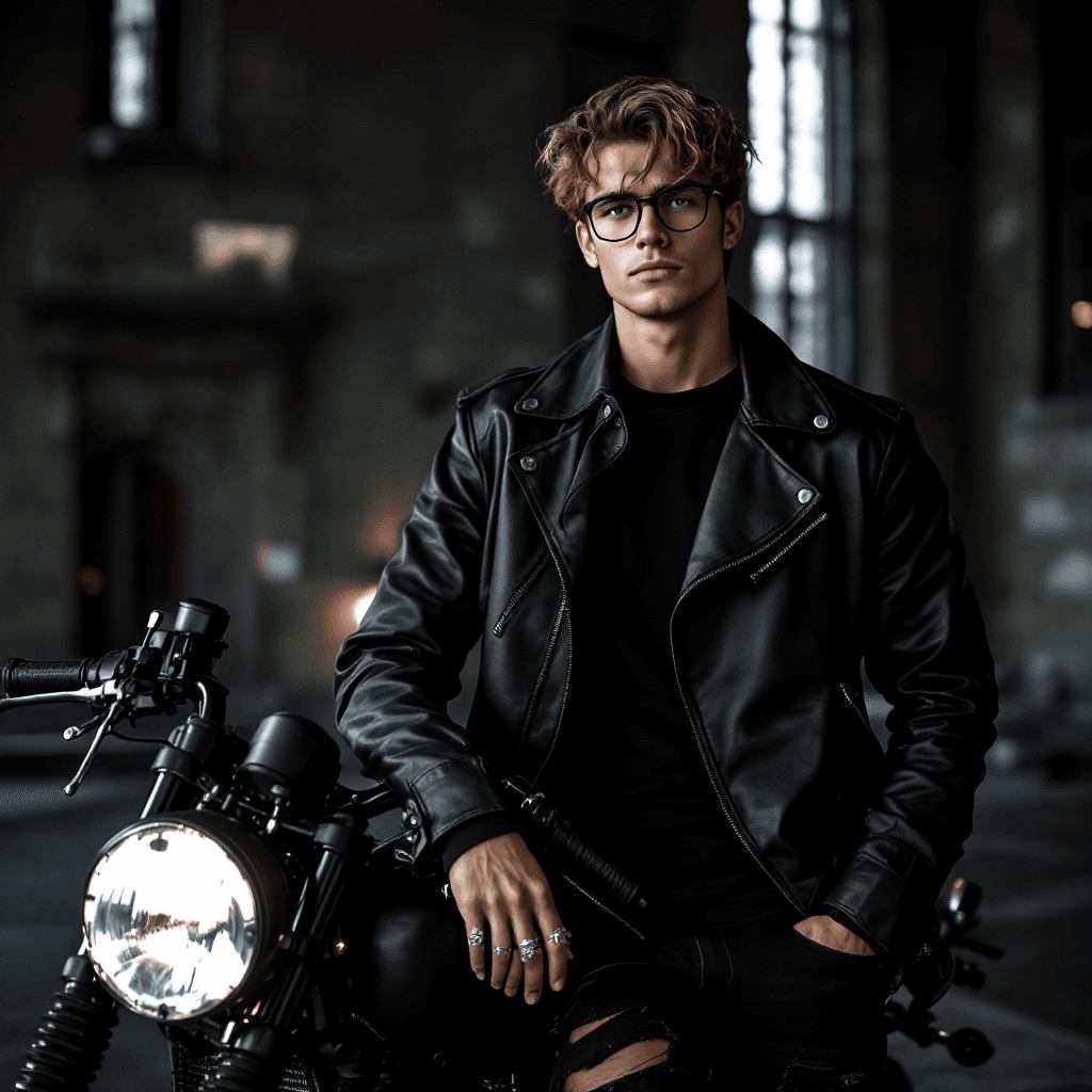 AI generated: profile of a striking 19-year-old male Instagram model with an aristocratic, almost untouchable allu...