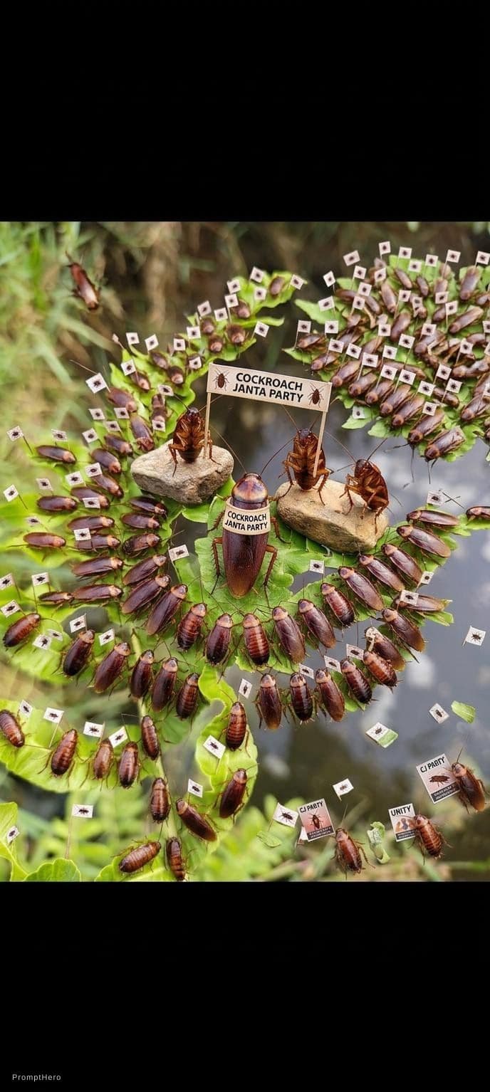 AI generated: Cockroach janta party