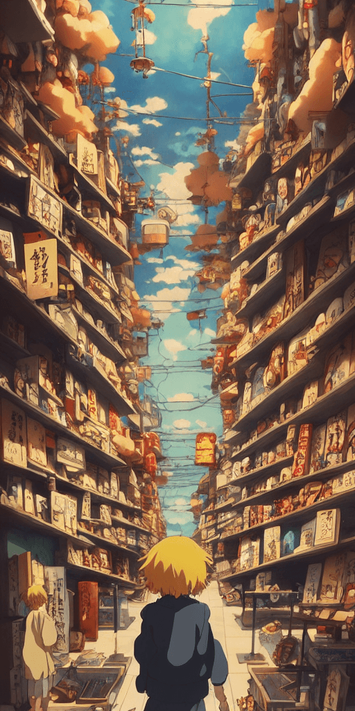 AI generated: store full of curious collectibles :: incredible, anime, Digital 2D, animated by Kyoto Animation, St...
