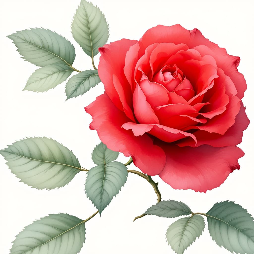 AI generated: red rose on an off-white background, in the style of watercolor illustrations --ar 1:2 --stylize 750
