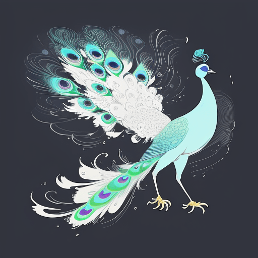 AI generated: UI/UX, dribble, A flat illustration of a bird flying peacock graceful movements, Transcendent, fluid...