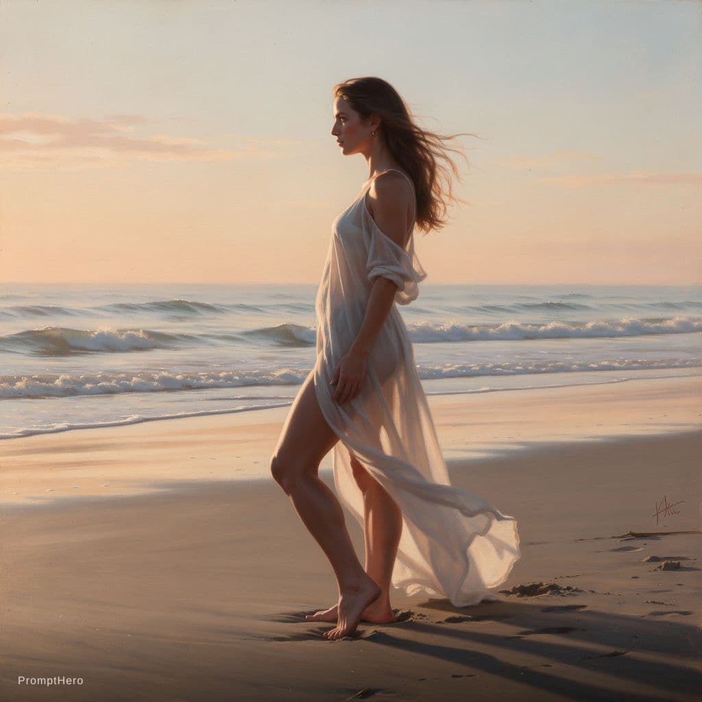 AI generated: nude woman on the beach.