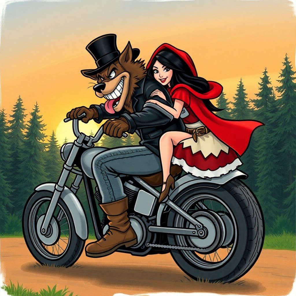 AI generated: A drawing in the style of 1930s disney cartoon characters. A character similar to the Disney Big Bad...