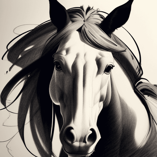 AI generated: a pencil drawing of a horse, in the style of bold, gestural strokes, expressive facial animation, la...